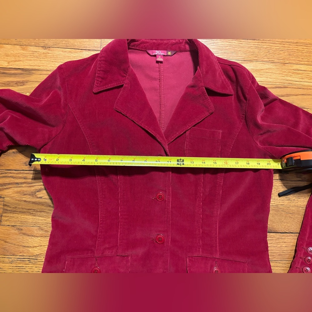 SO Raspberry Corduroy Button-Front Blazer - Picture 4 of 12